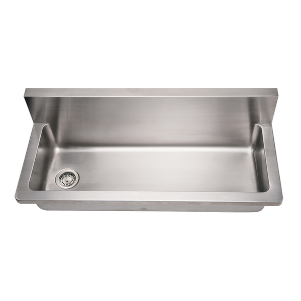 Whitehaus Brushed SS Commercial Sgl Bowl Wall Mount Utility Sink, Brushed SS WHNCMB4413